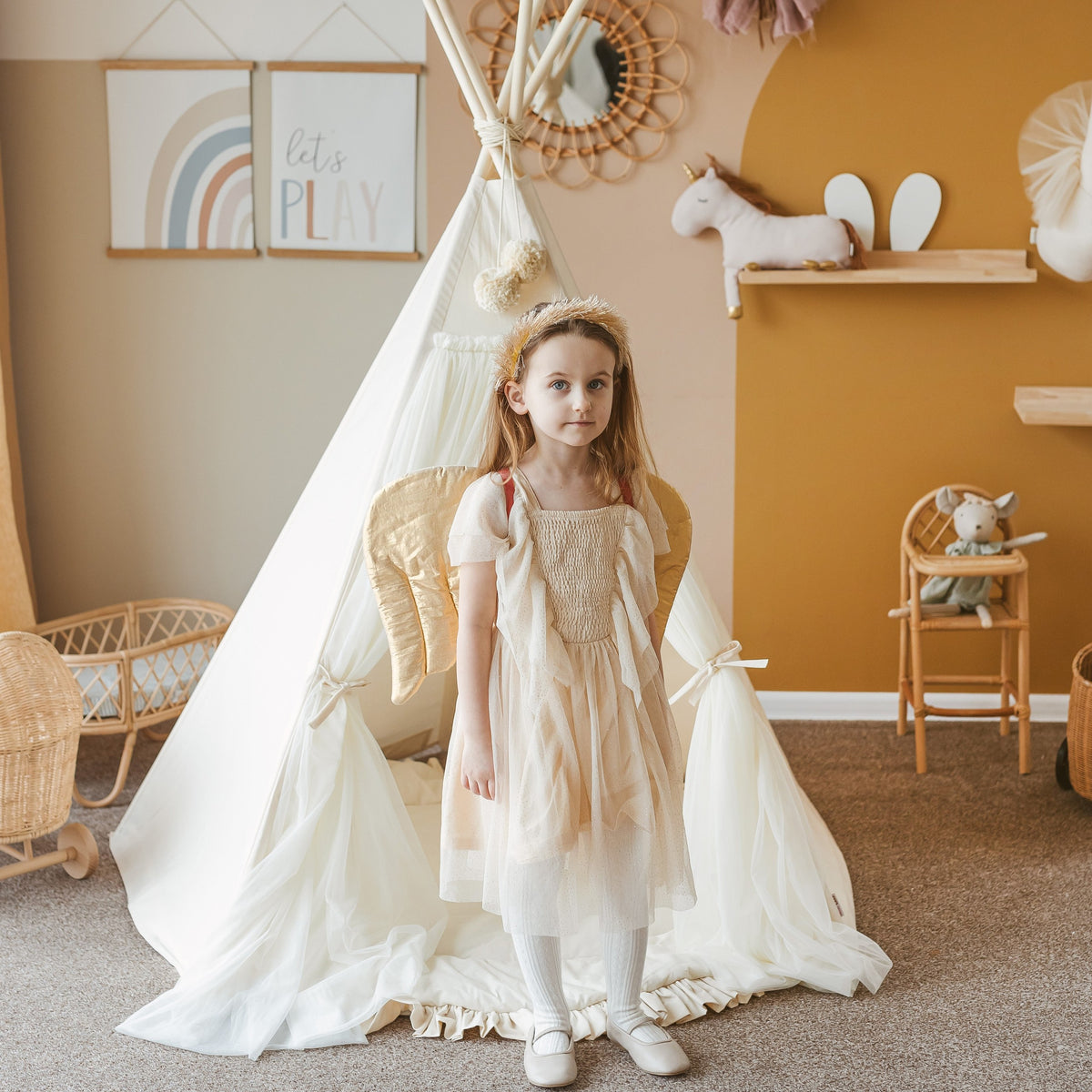 Tipi tent fairy ecru met tule – afbeelding 4