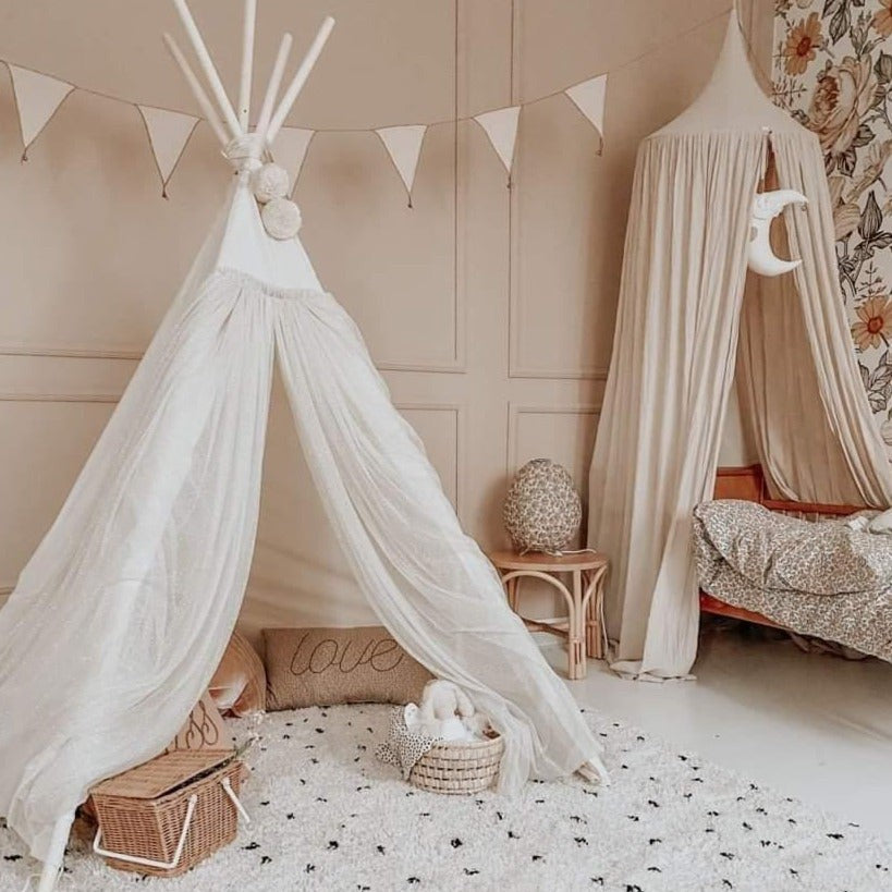 Tipi tent fairy ecru met tule – afbeelding 5
