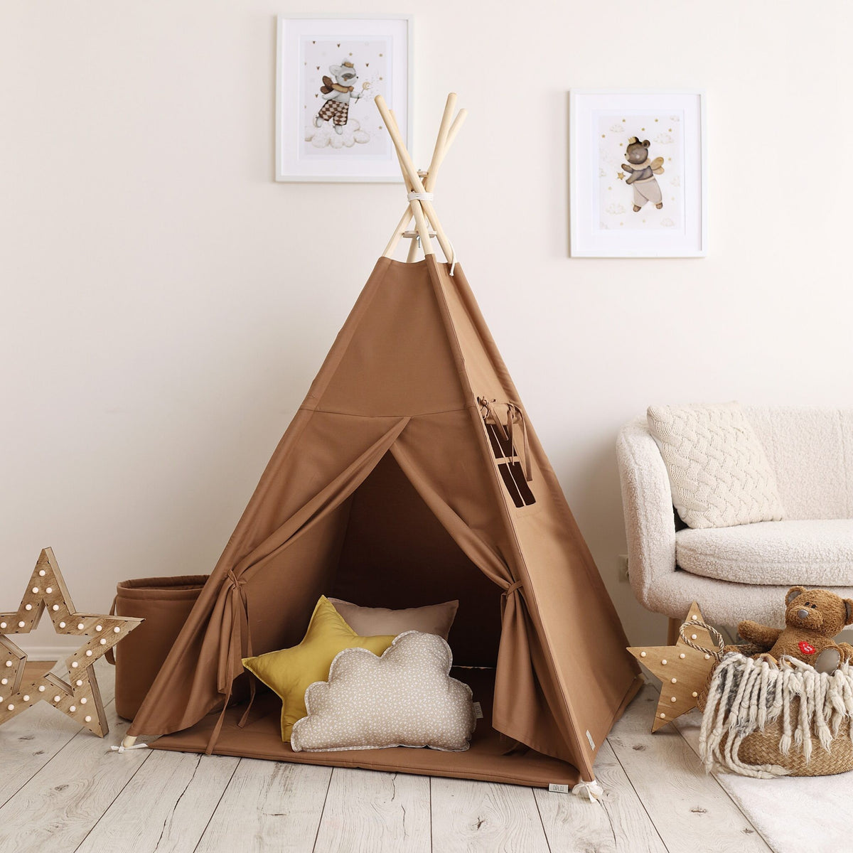 Tipi tent kind karamelbruin – afbeelding 2