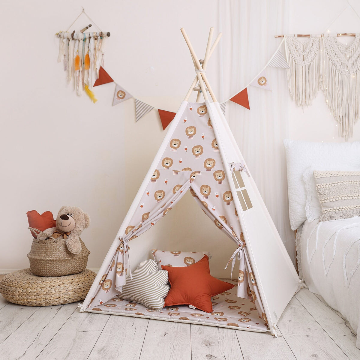 Tipi tent kind met leeuwtjesprint – afbeelding 2