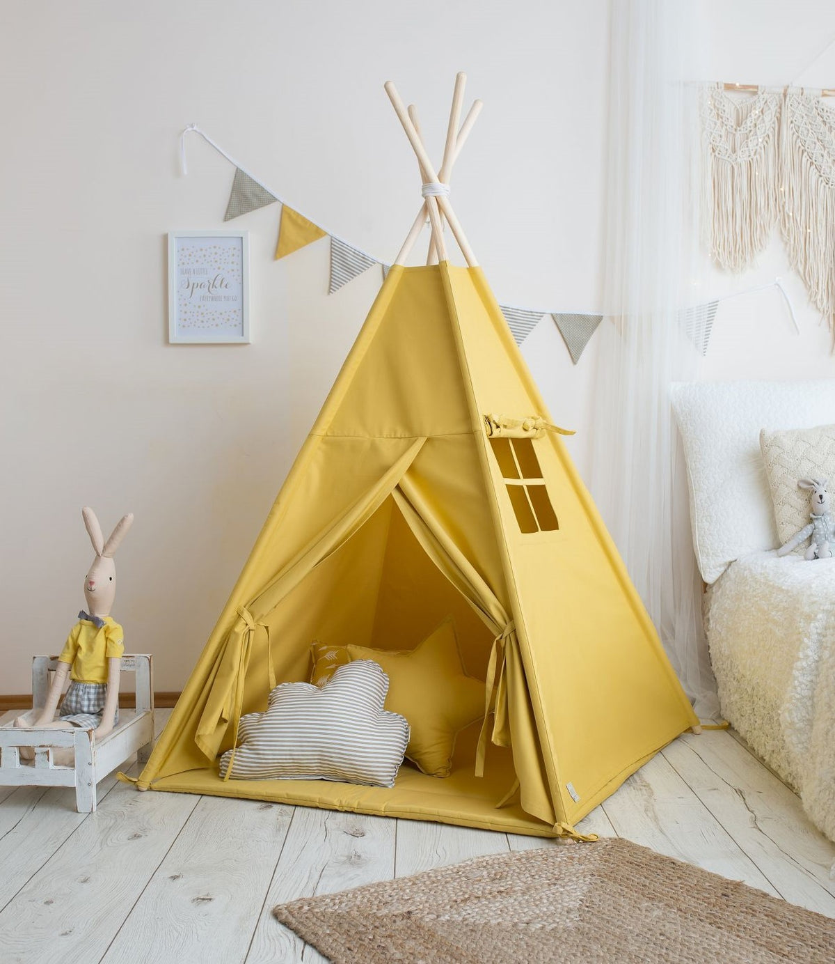 Tipi tent kind mosterdgeel – afbeelding 2
