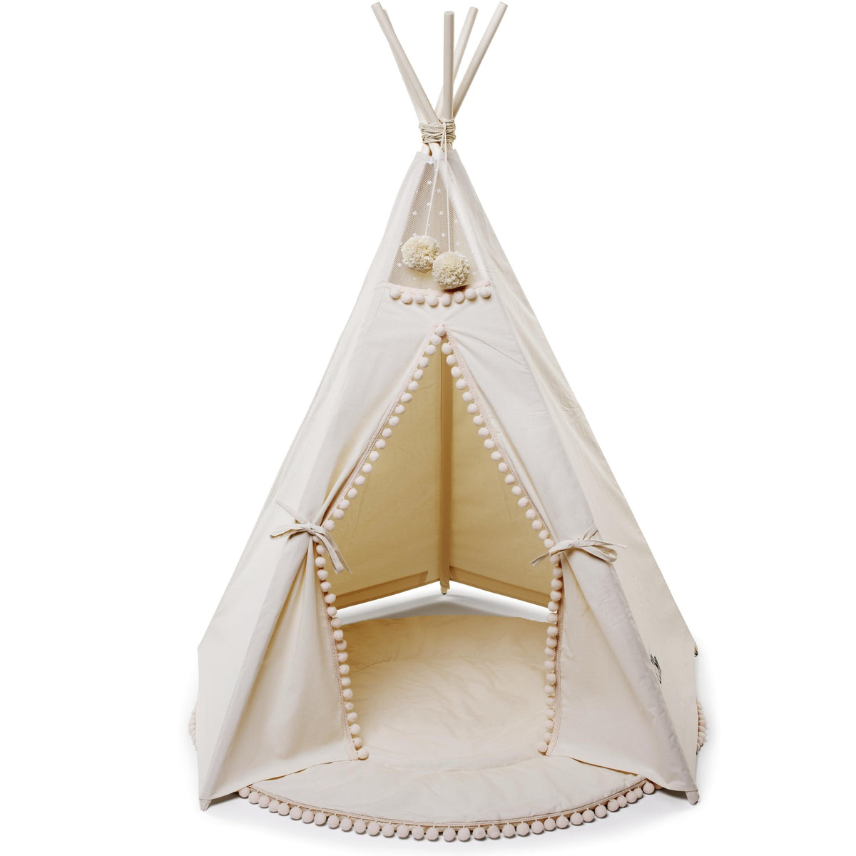 Tipi tent original ecru met pompons