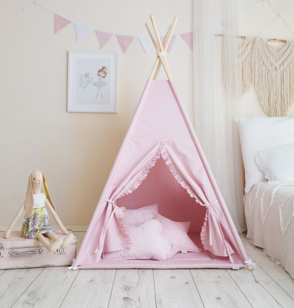 Roze tipi tent kind met ruches