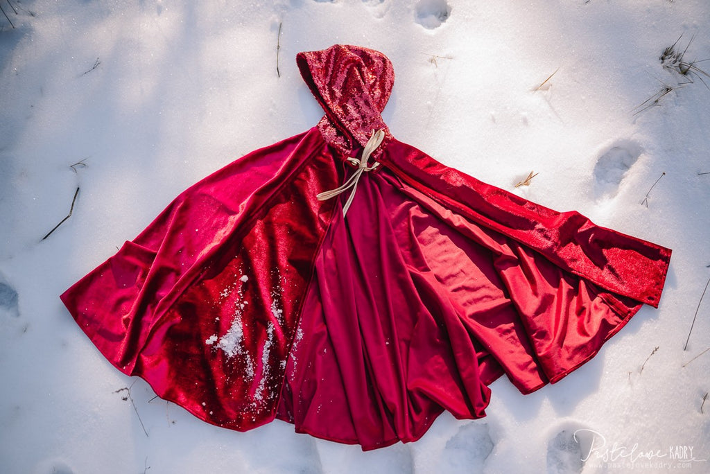 Verkleedcape met capuchon rood – afbeelding 8
