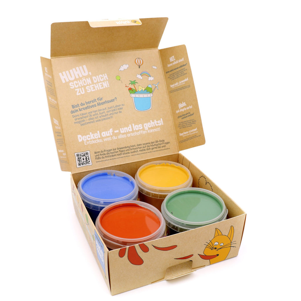 Vingerverf biologisch 4 x 120 g – blauw, geel, rood en groen – afbeelding 7