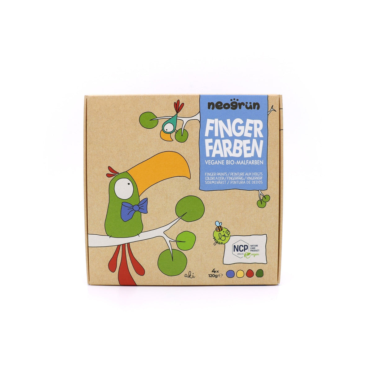 Vingerverf biologisch 4 x 120 g – blauw, geel, rood en groen – afbeelding 8