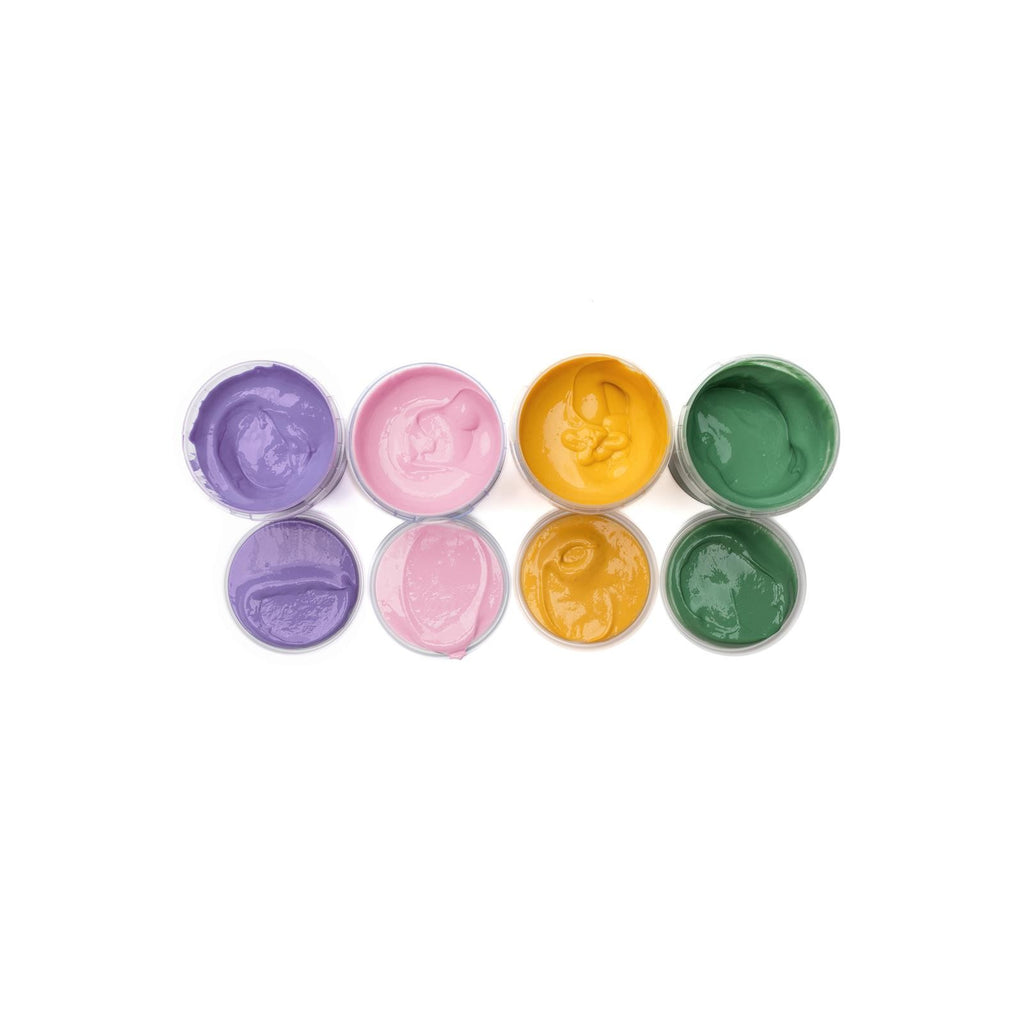 Vingerverf biologisch 4 x 120 g – geel, groen, roze en paars – afbeelding 4