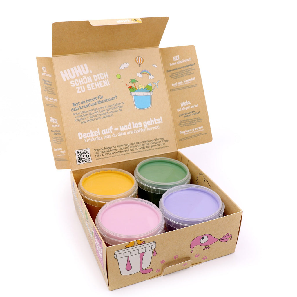 Vingerverf biologisch 4 x 120 g – geel, groen, roze en paars – afbeelding 6