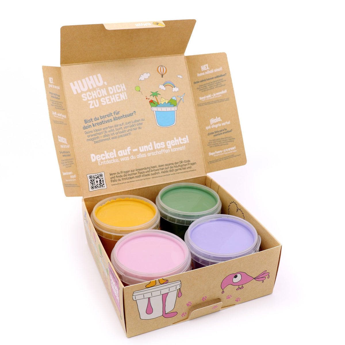 Vingerverf biologisch 4 x 120 g – geel, groen, roze en paars – afbeelding 6