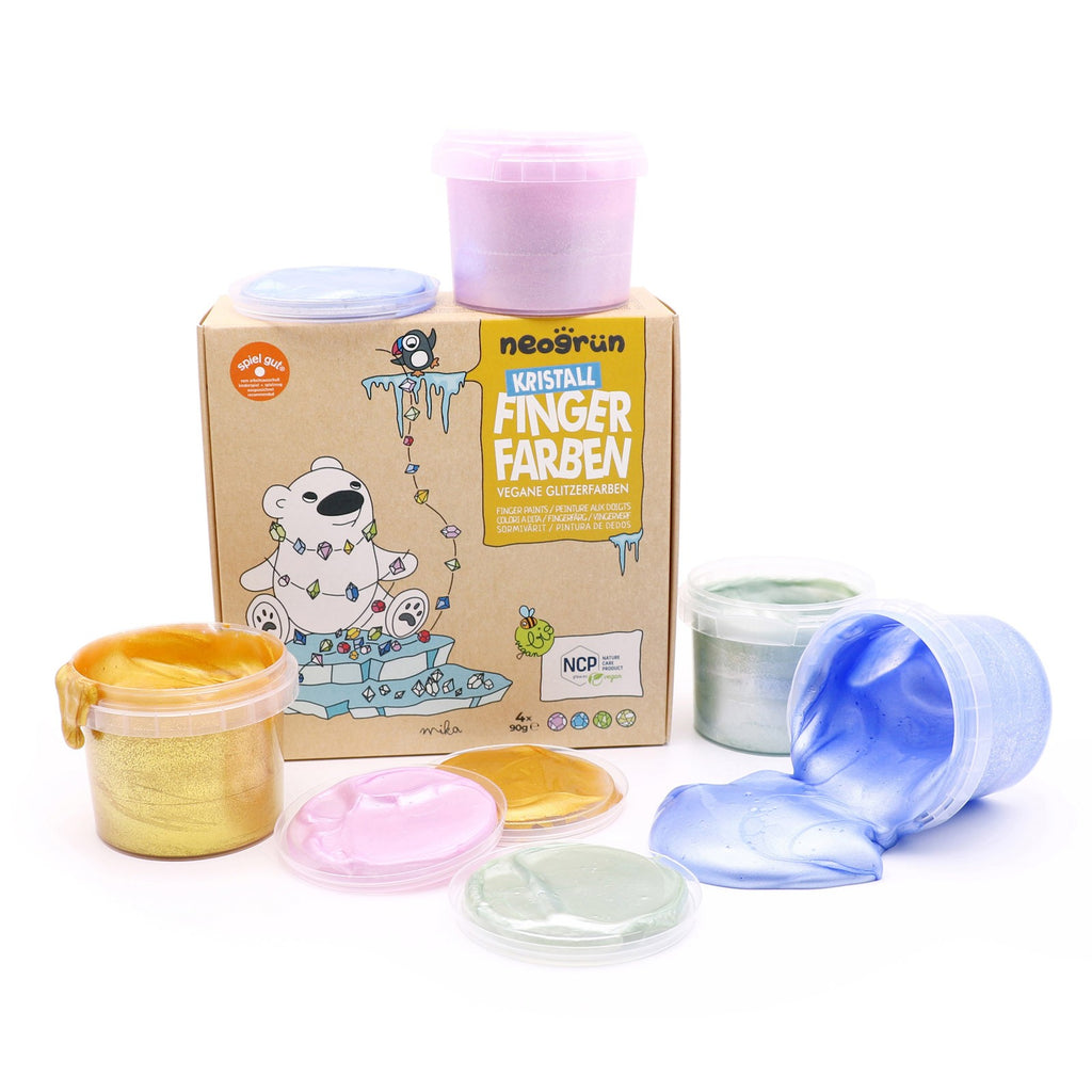 Vingerverf met glitter biologisch 4 x 90 g