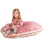 Vloerkussen roze met kwastjes