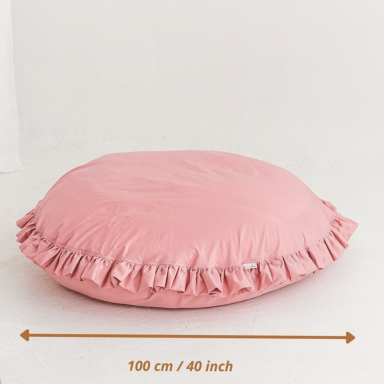 Vloerkussen roze met ruches – afbeelding 4