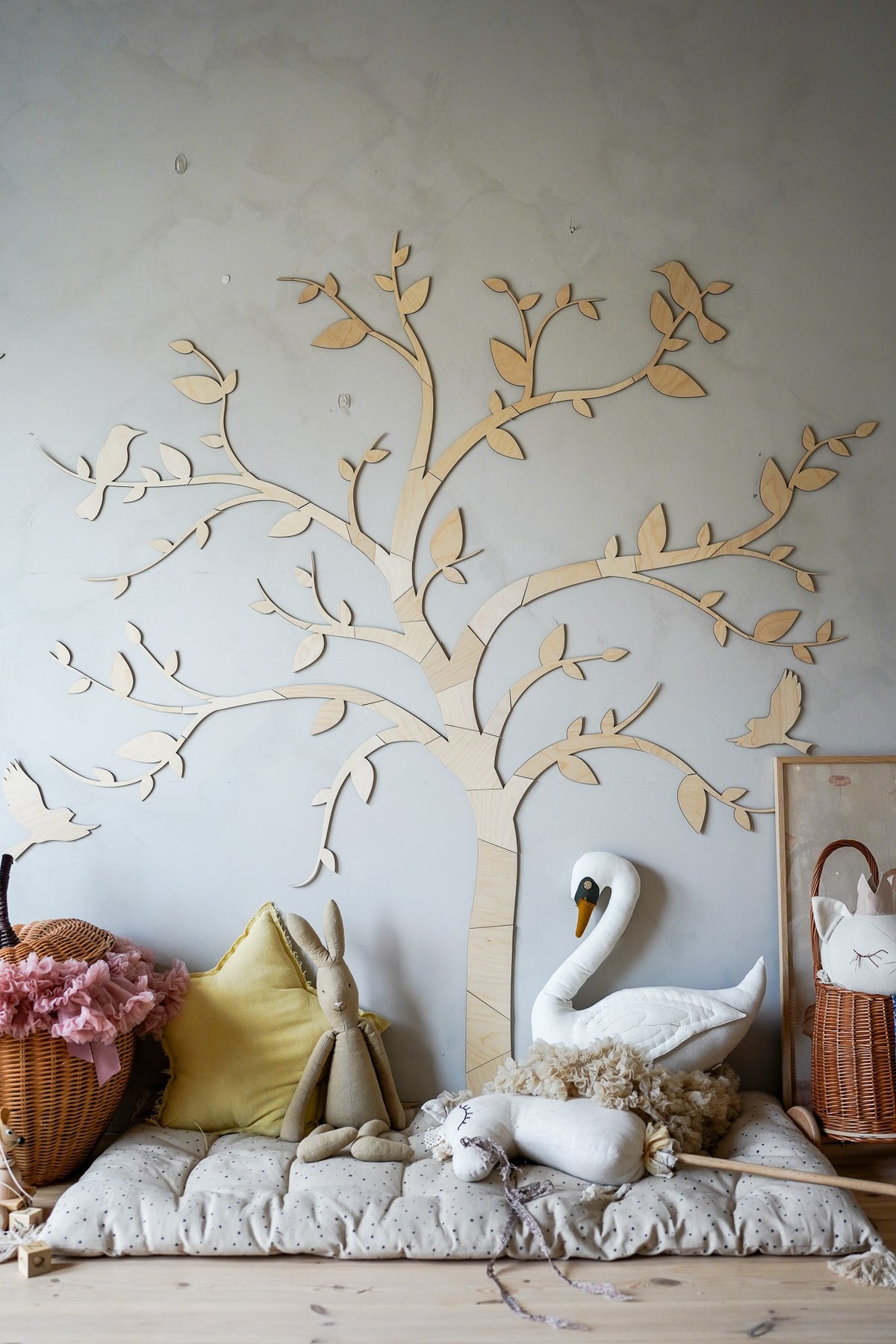 Wanddecoratie kinderkamer – houten boom met vogels – afbeelding 5