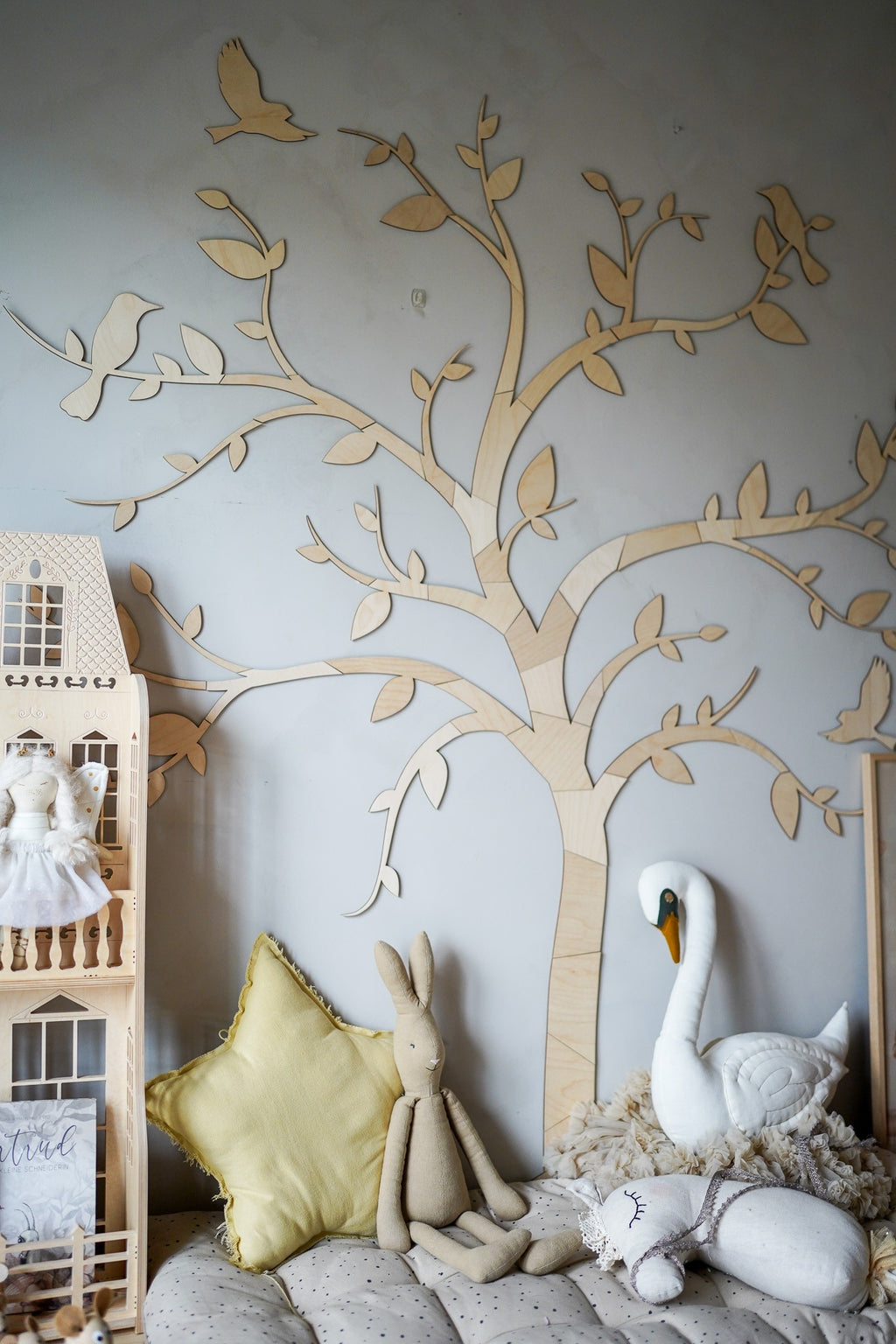 Wanddecoratie kinderkamer – houten boom met vogels – afbeelding 6