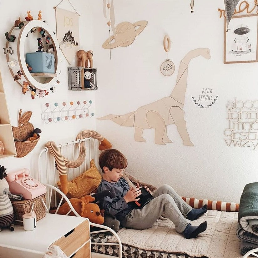 Wanddecoratie kinderkamer – houten dinosaurus diplodocus XL – afbeelding 5