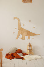 Wanddecoratie kinderkamer – houten dinosaurus diplodocus XL – afbeelding 6