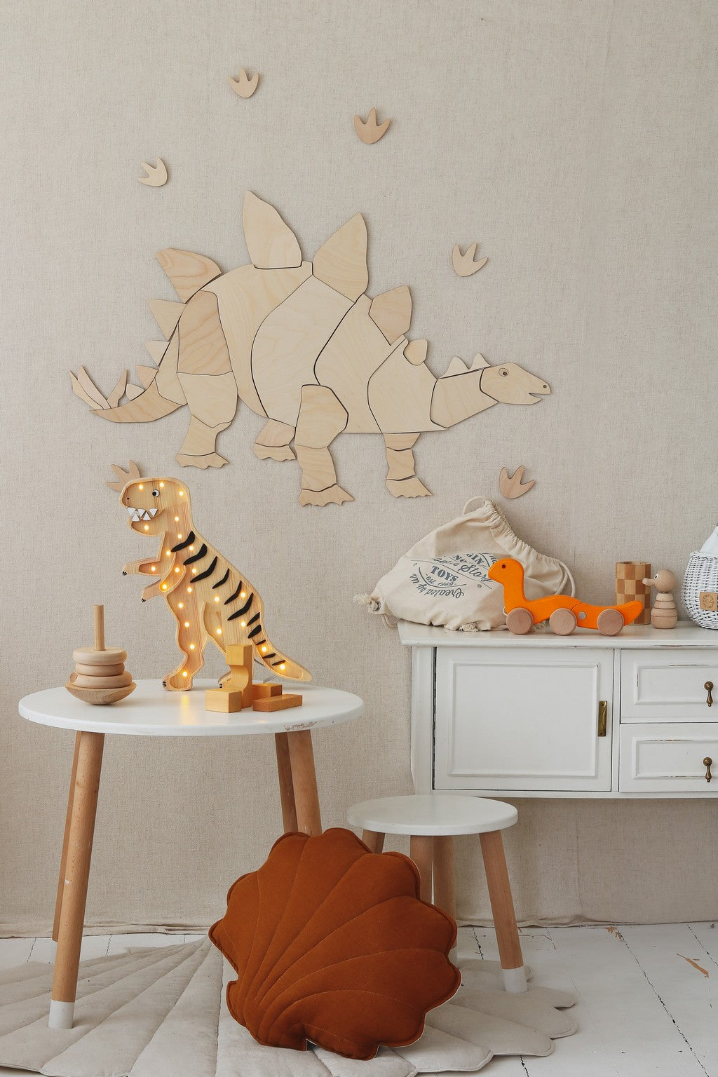 Wanddecoratie kinderkamer – houten dinosaurus stegosaurus – afbeelding 6