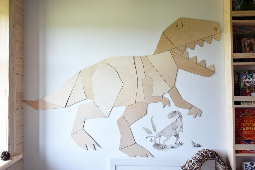 Wanddecoratie kinderkamer – houten dinosaurus T-rex – afbeelding 3