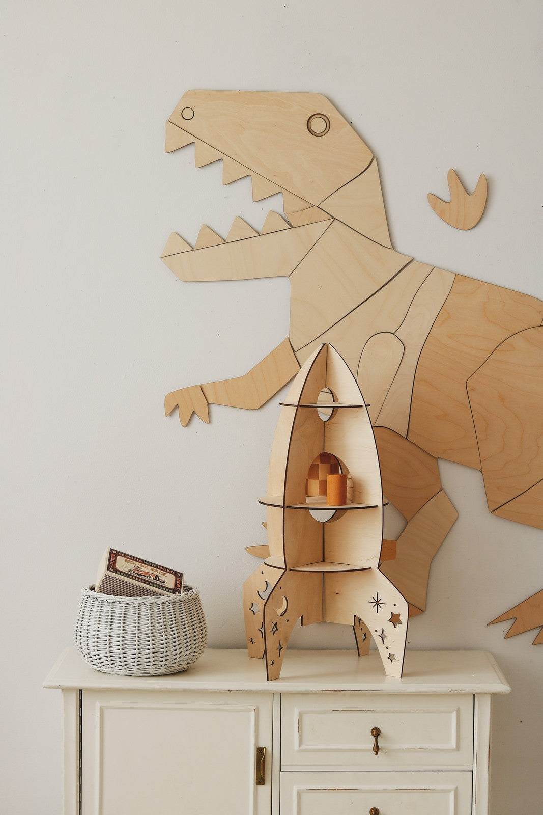 Wanddecoratie kinderkamer – houten dinosaurus T-rex – afbeelding 5