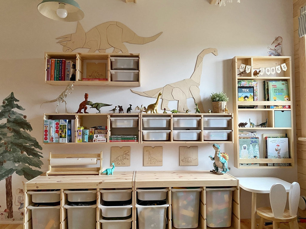 Wanddecoratie kinderkamer – houten dinosaurus triceratops – afbeelding 4