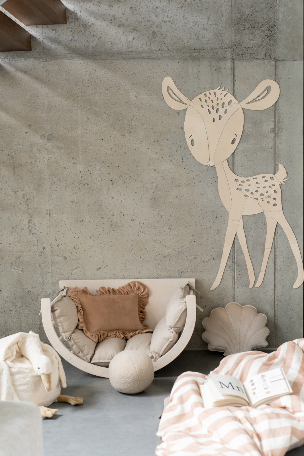 Wanddecoratie kinderkamer – houten hert bosdieren