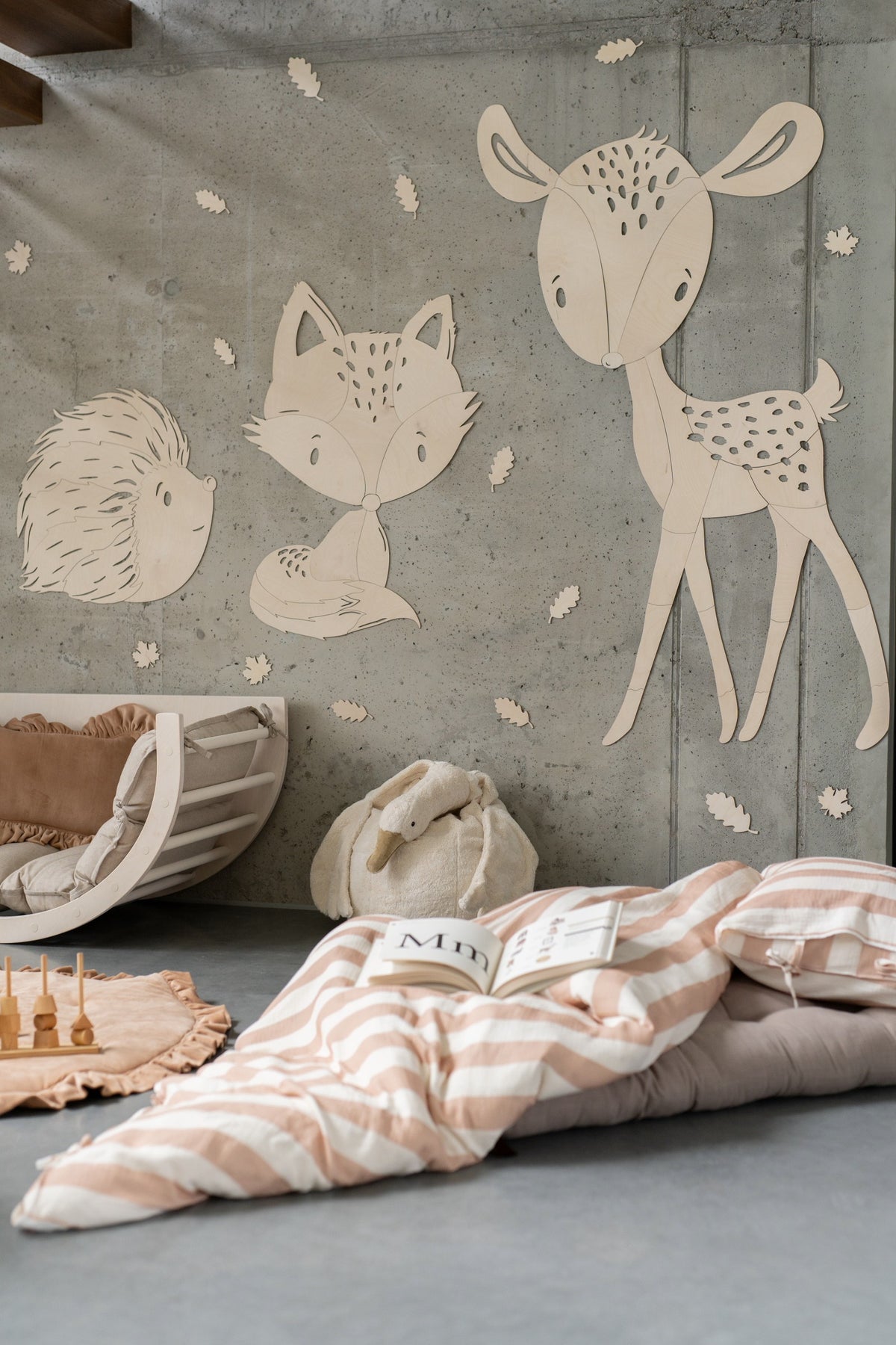 Wanddecoratie kinderkamer – houten hert bosdieren – afbeelding 10