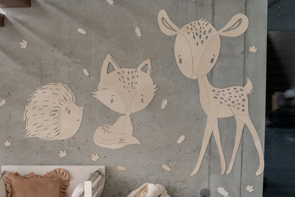 Wanddecoratie kinderkamer – houten hert bosdieren – afbeelding 3