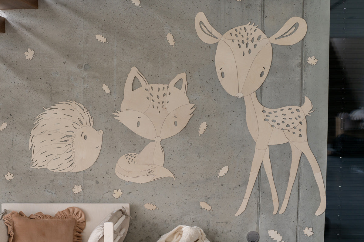 Wanddecoratie kinderkamer – houten hert bosdieren – afbeelding 3