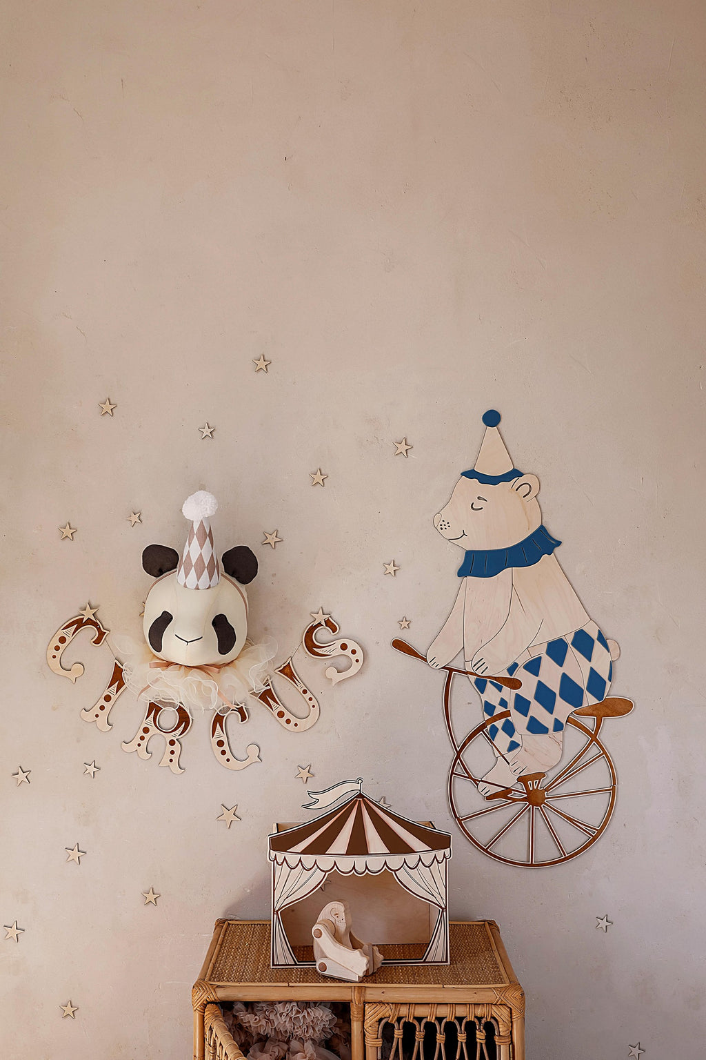 Wanddecoratie kinderkamer – houten letterslinger Circus – afbeelding 3