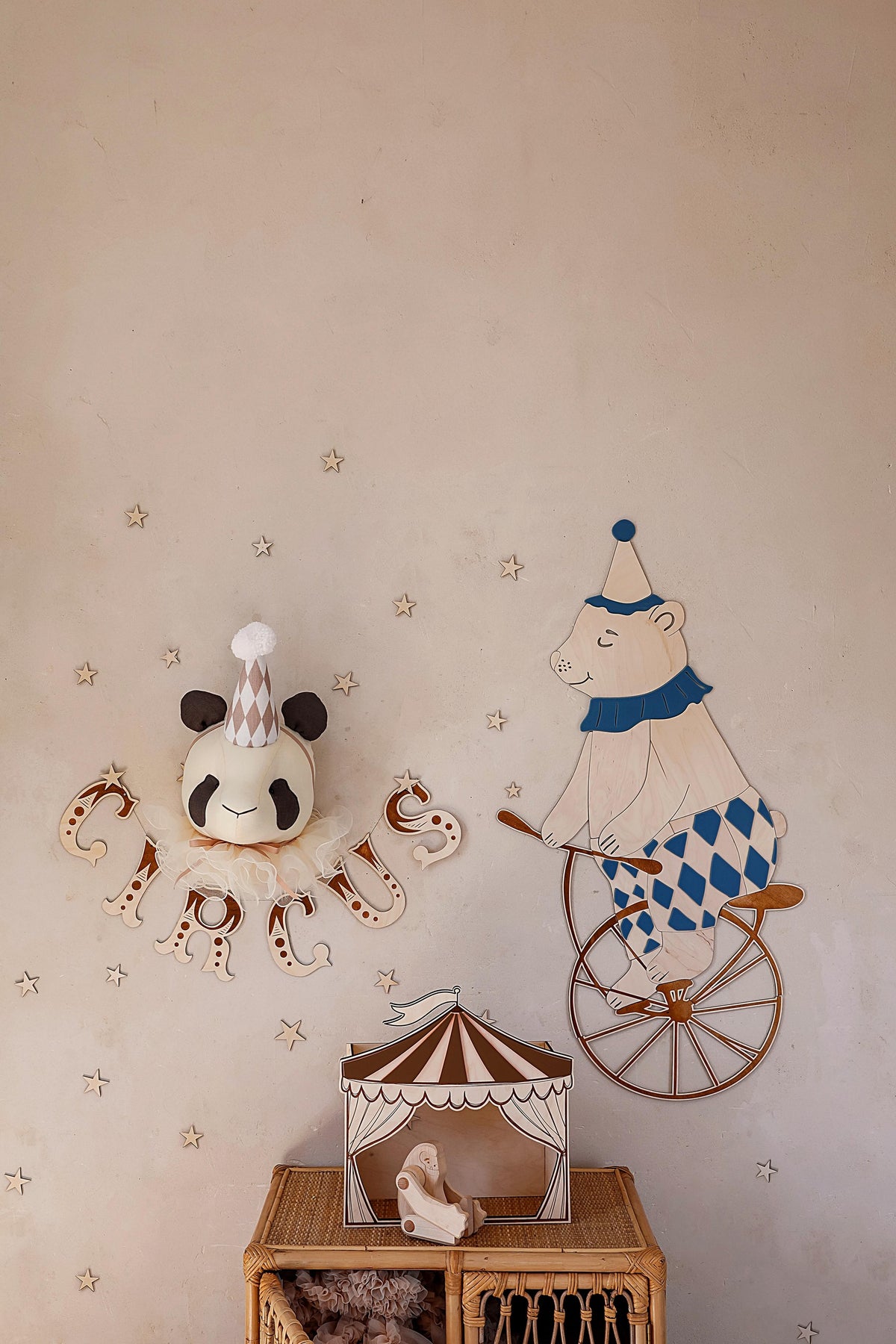 Wanddecoratie kinderkamer – houten letterslinger Circus – afbeelding 3