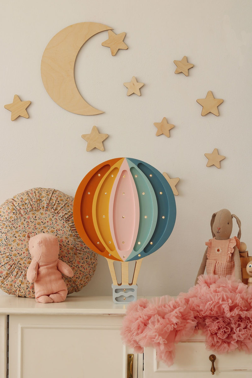 Wanddecoratie kinderkamer – houten maan, Saturnus, raket en sterren – afbeelding 6