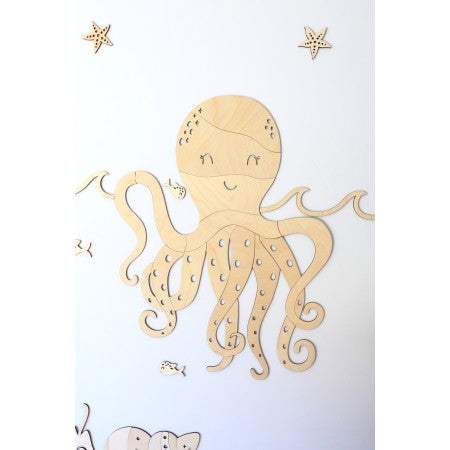 Wanddecoratie kinderkamer – houten octopus
