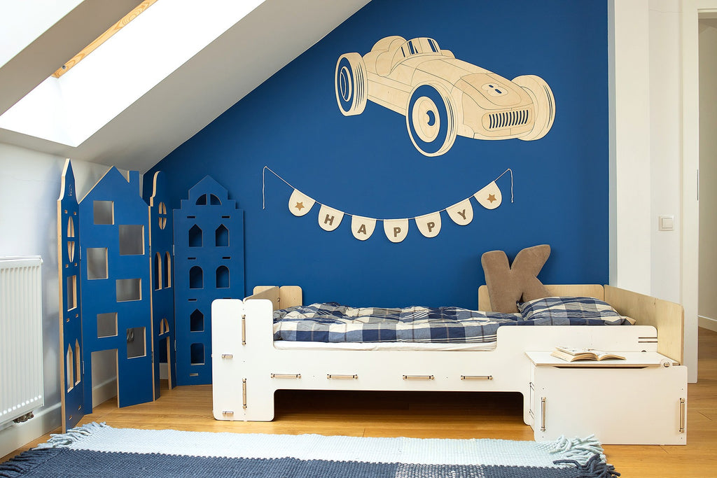 Wanddecoratie kinderkamer – houten retro raceauto – afbeelding 5