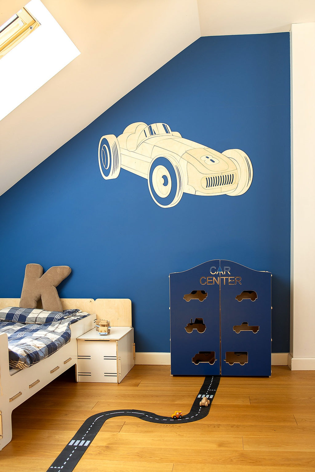 Wanddecoratie kinderkamer – houten retro raceauto – afbeelding 6