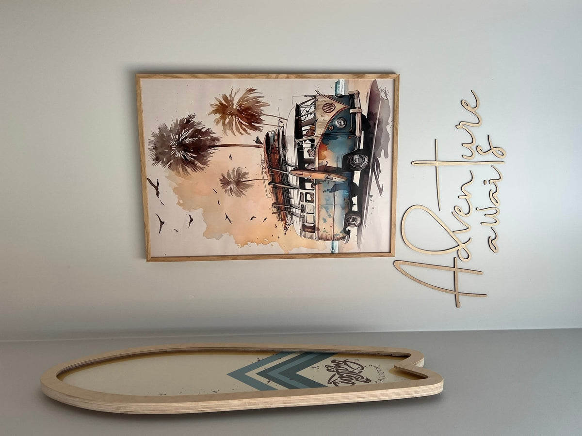 Wanddecoratie kinderkamer – houten tekstbord Adventure Awaits – afbeelding 4
