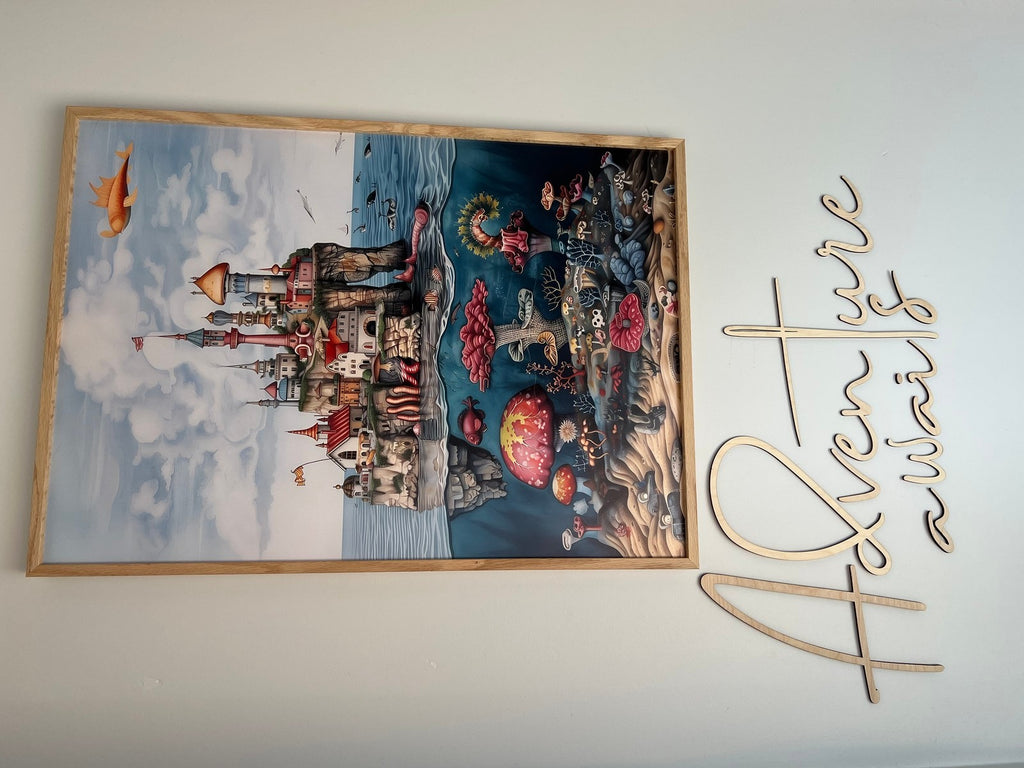 Wanddecoratie kinderkamer – houten tekstbord Adventure Awaits – afbeelding 5