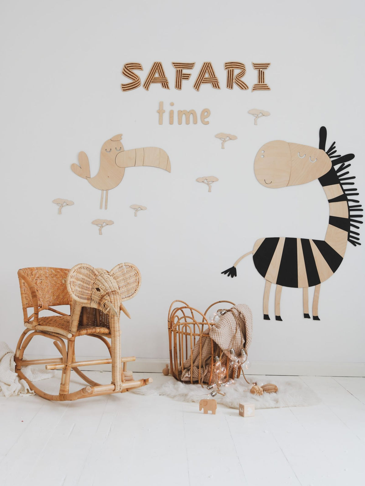 Wanddecoratie kinderkamer – houten tekstbord Safari Time – afbeelding 2