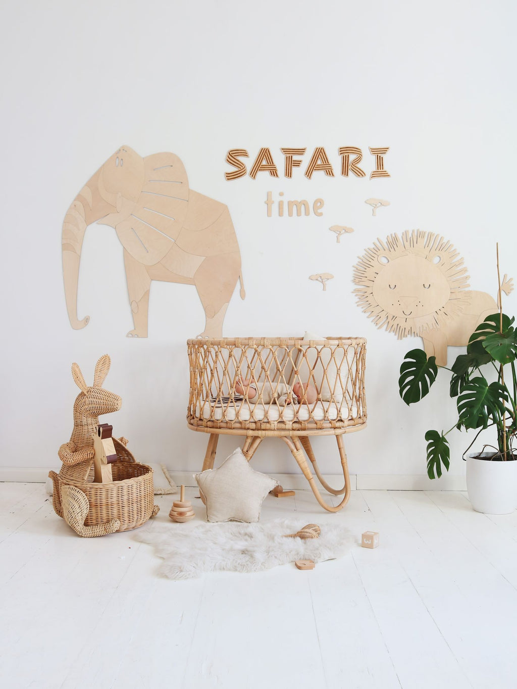 Wanddecoratie kinderkamer – houten tekstbord Safari Time – afbeelding 3