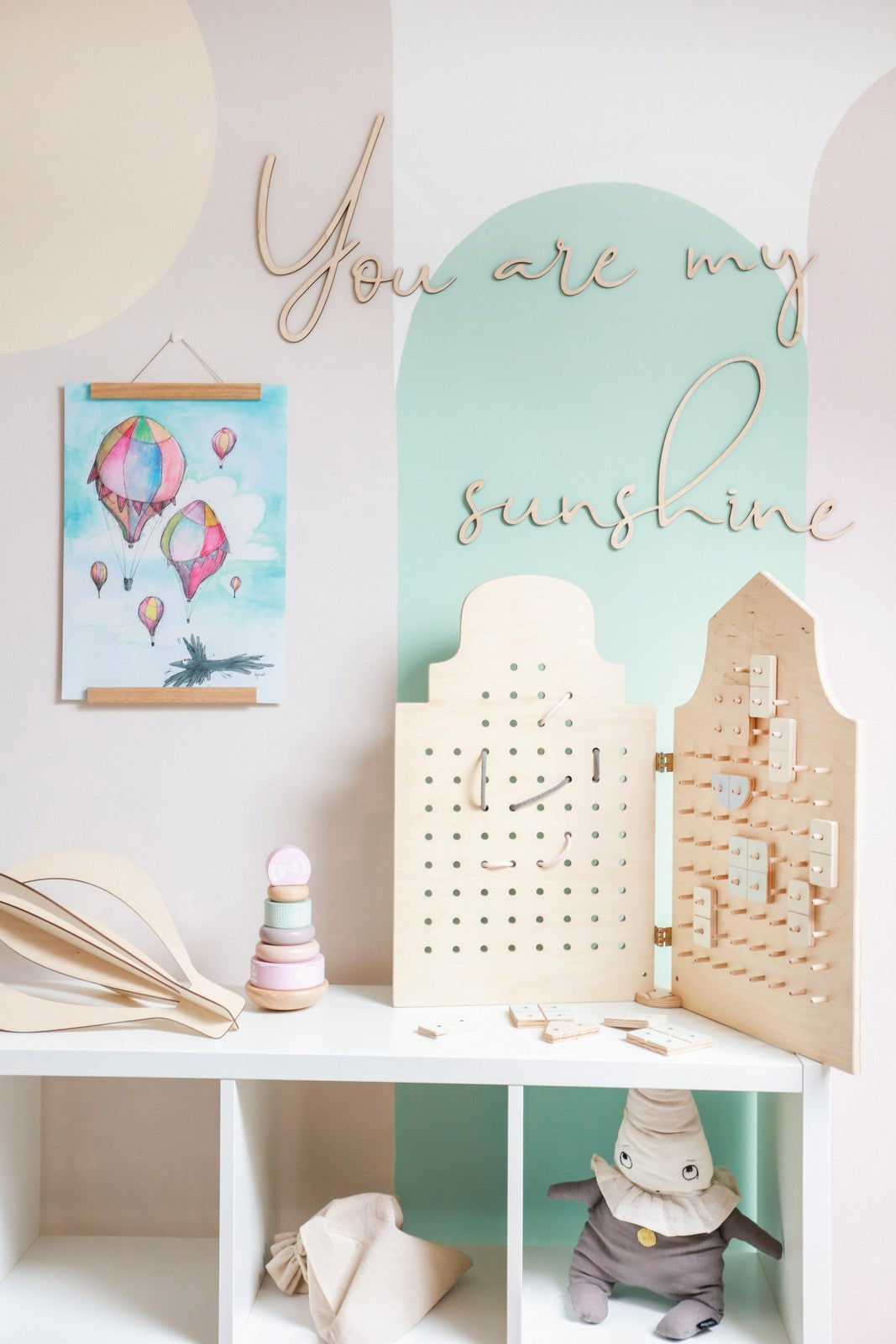 Wanddecoratie kinderkamer – houten tekstbord You Are My Sunshine – afbeelding 4