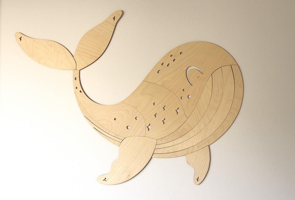 Wanddecoratie kinderkamer – houten walvis – afbeelding 4