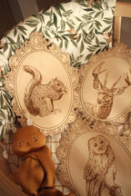 Wanddecoratie kinderkamer – set van 4 houten bosdieren in retrolijst – afbeelding 12
