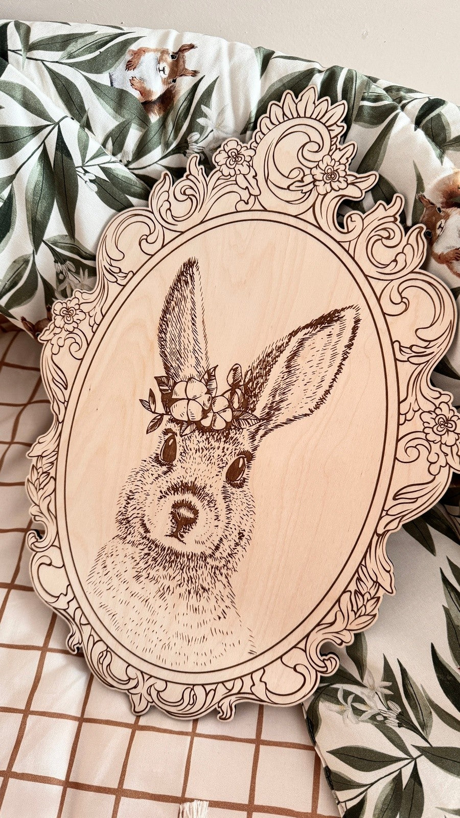 Wanddecoratie kinderkamer – set van 4 houten bosdieren in retrolijst – afbeelding 13