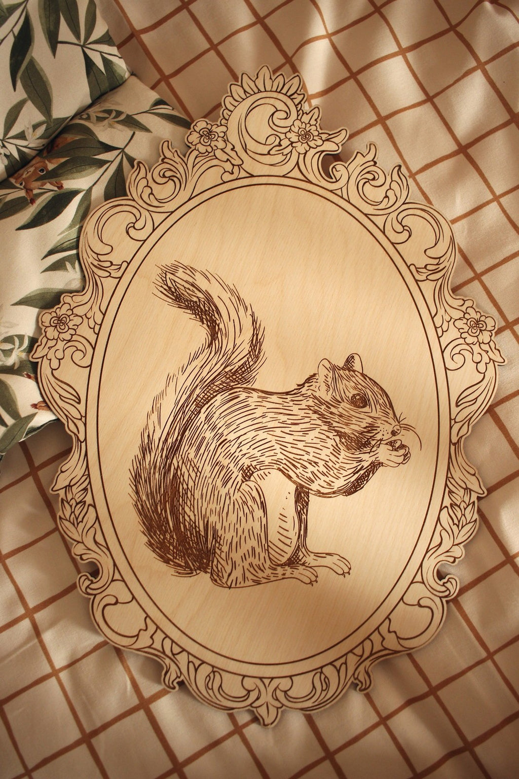 Wanddecoratie kinderkamer – set van 4 houten bosdieren in retrolijst – afbeelding 9