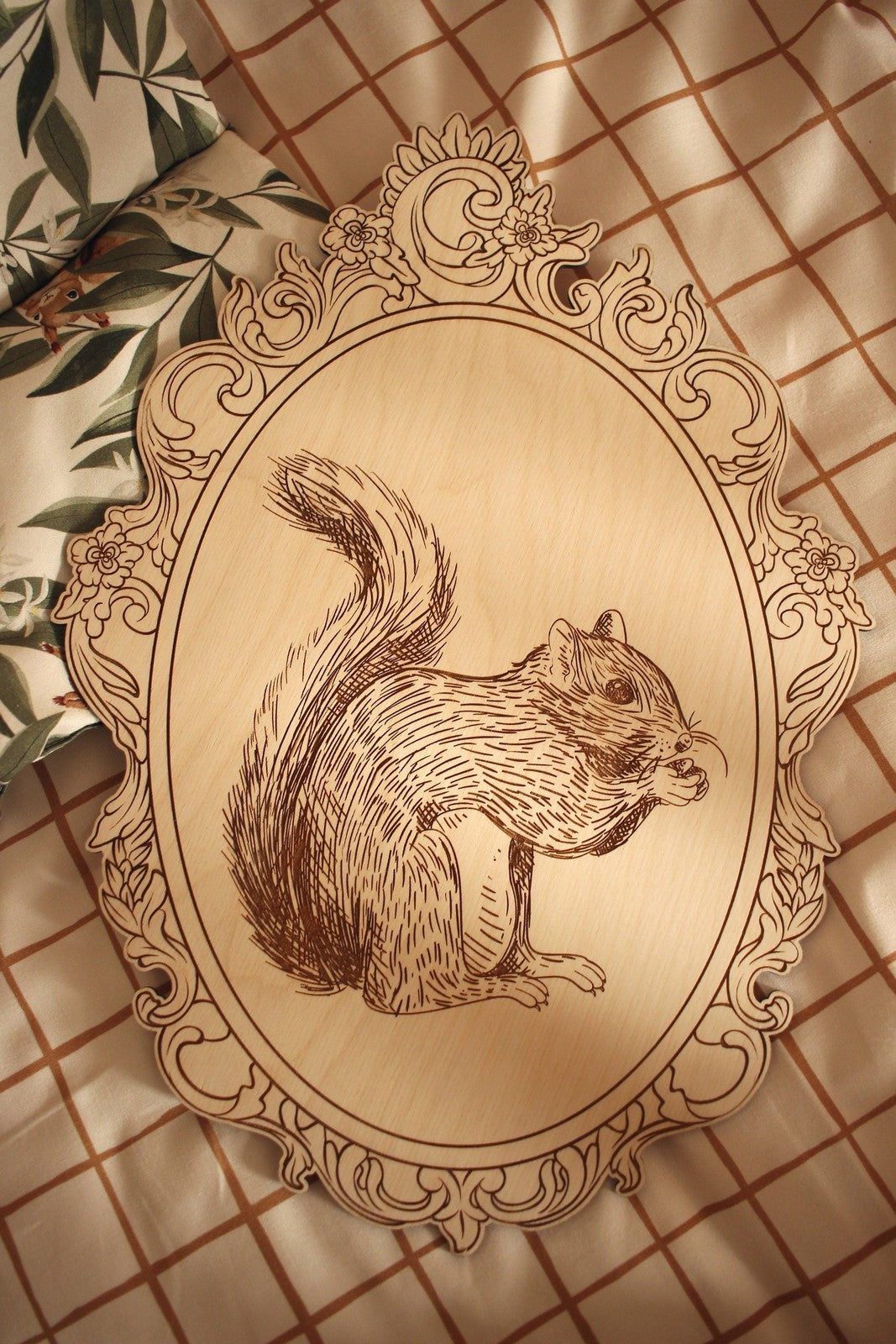 Wanddecoratie kinderkamer – set van 4 houten bosdieren in retrolijst – afbeelding 9