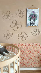 Wanddecoratie kinderkamer – set van 6 houten bloemen veldbloemen – afbeelding 2