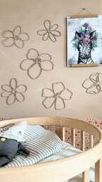 Wanddecoratie kinderkamer – set van 6 houten bloemen veldbloemen – afbeelding 3