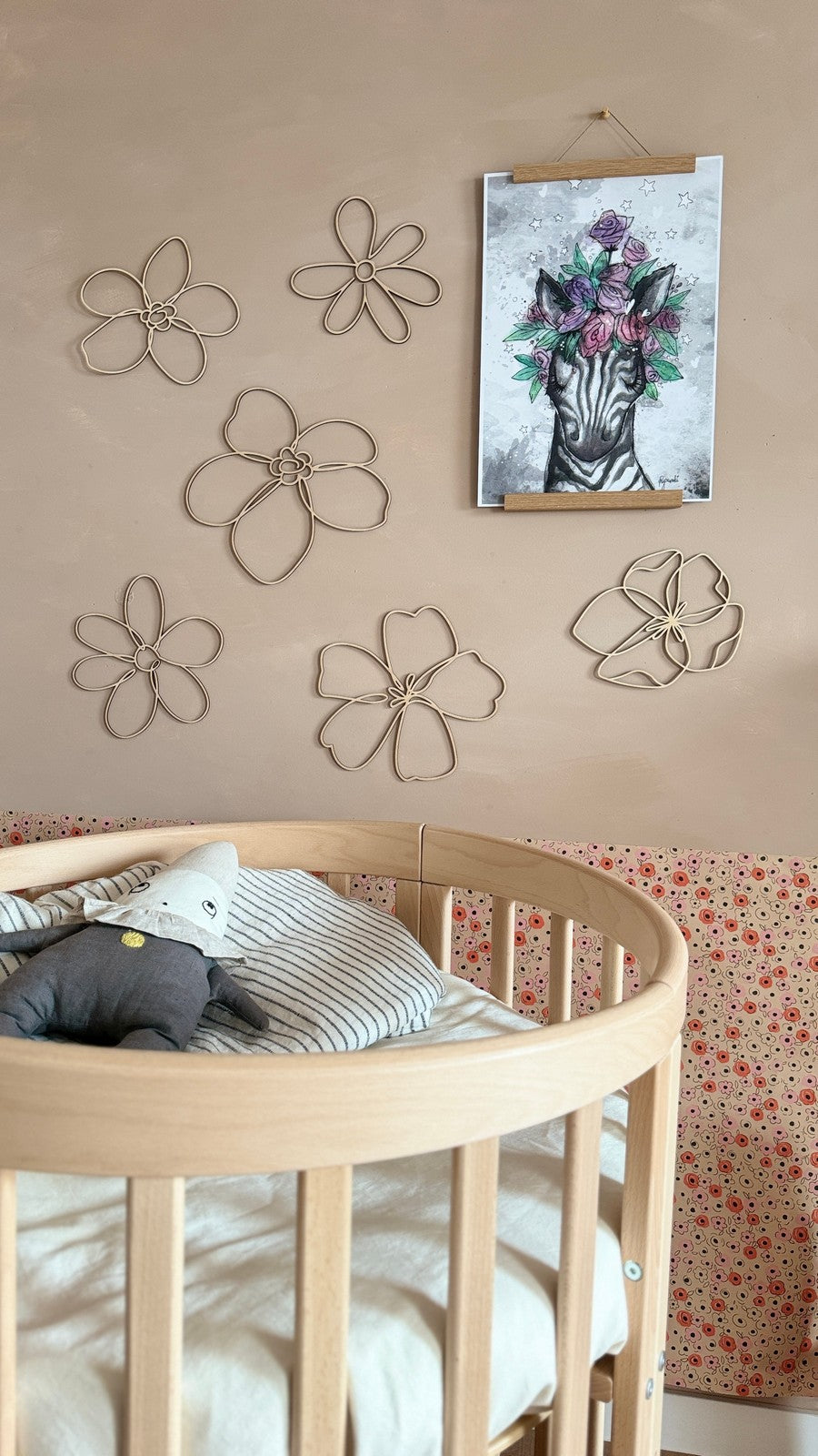 Wanddecoratie kinderkamer – set van 6 houten bloemen veldbloemen – afbeelding 5