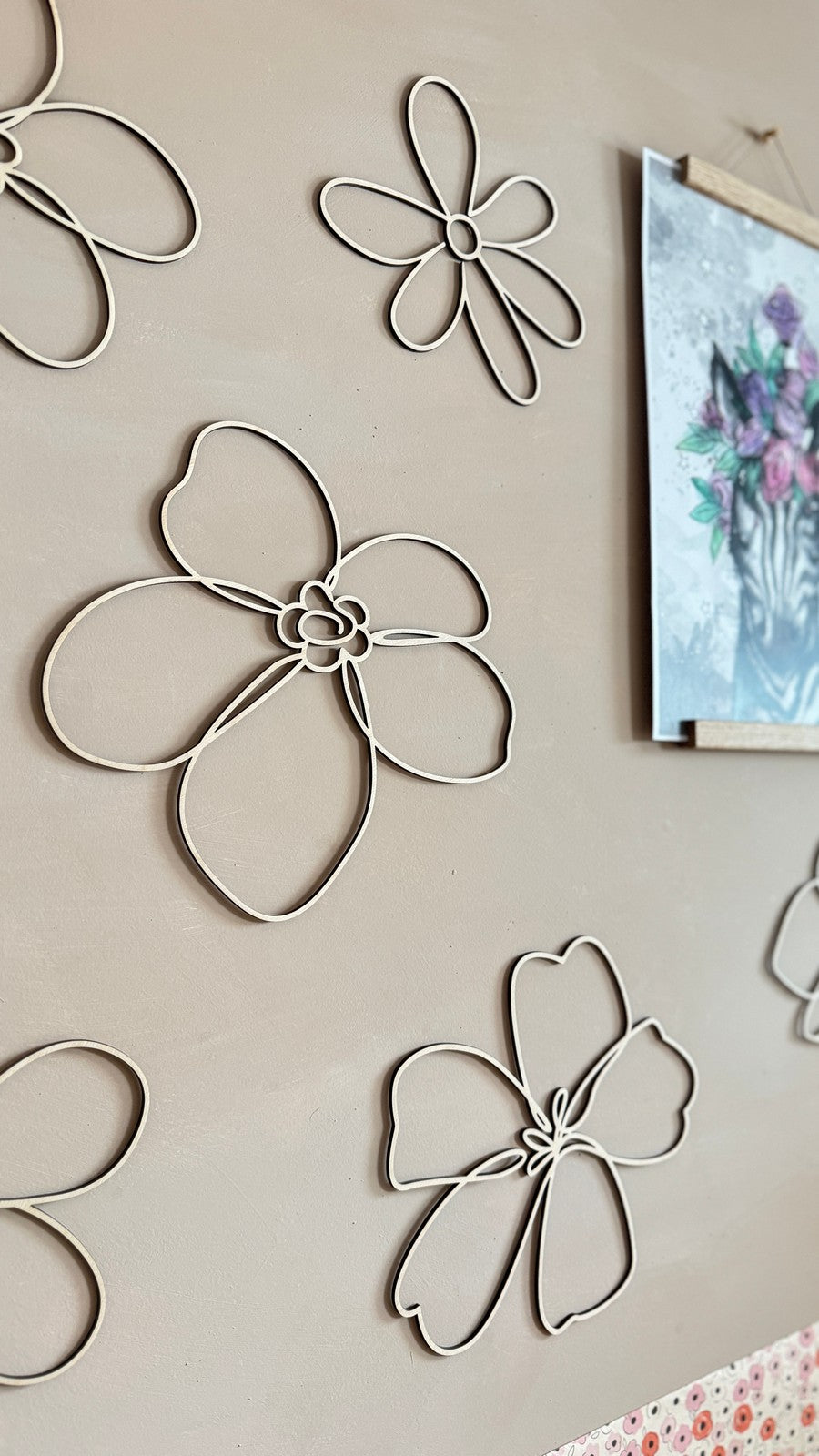 Wanddecoratie kinderkamer – set van 6 houten bloemen veldbloemen – afbeelding 6