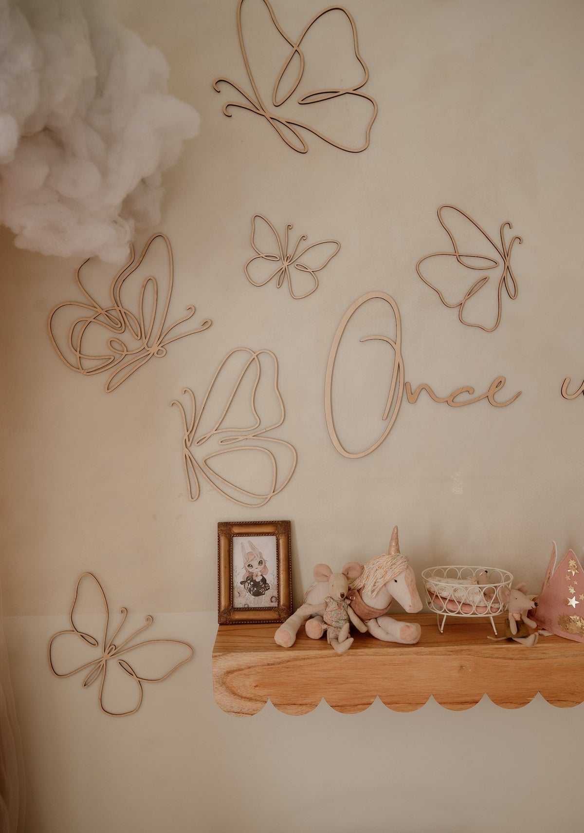 Wanddecoratie kinderkamer – set van 6 houten vlinders – afbeelding 2