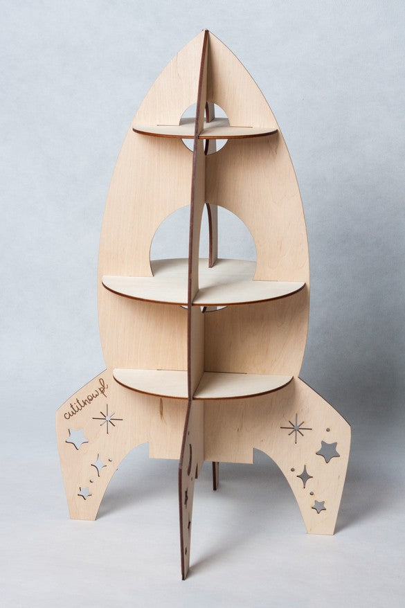 Wandplank kinderkamer – houten raket – afbeelding 2